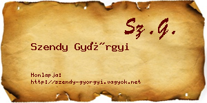 Szendy Györgyi névjegykártya